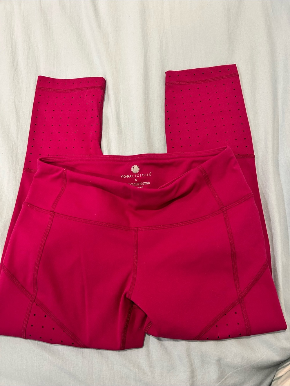 Yogalicious Girls Hot Pink Perforated Active Leggings